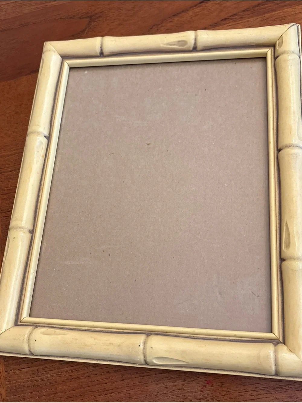 Vintage MCM Faux Bamboo yellow Picture Frame Original Glass 10x12